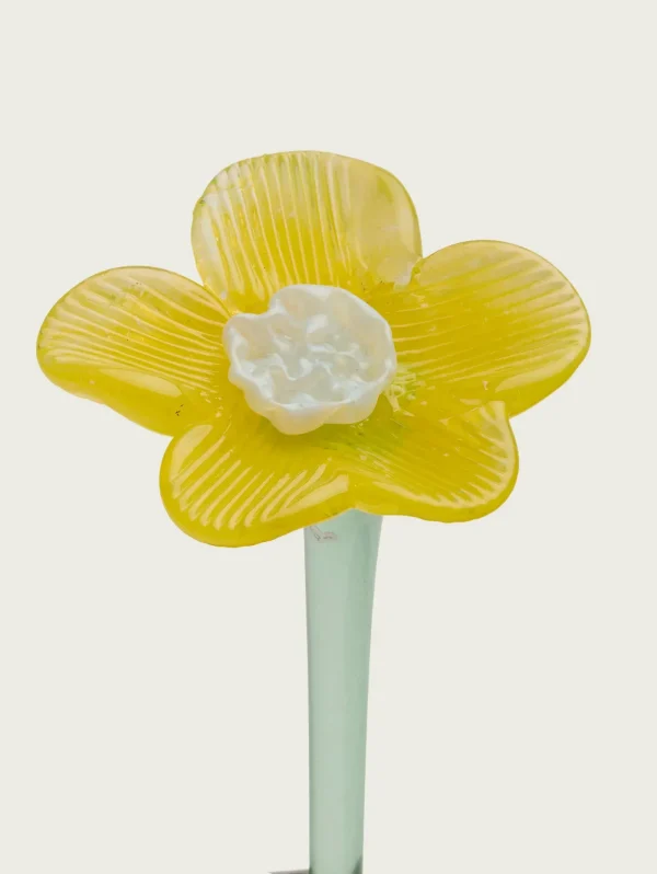 MOUTHBLOWN CRYSTAL FLOWER YELLOW