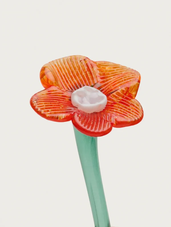 MOUTHBLOWN CRYSTAL FLOWER ORANGE
