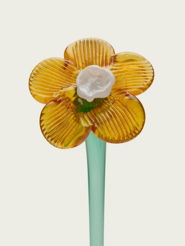 MOUTHBLOWN CRYSTAL FLOWER MUSTARD