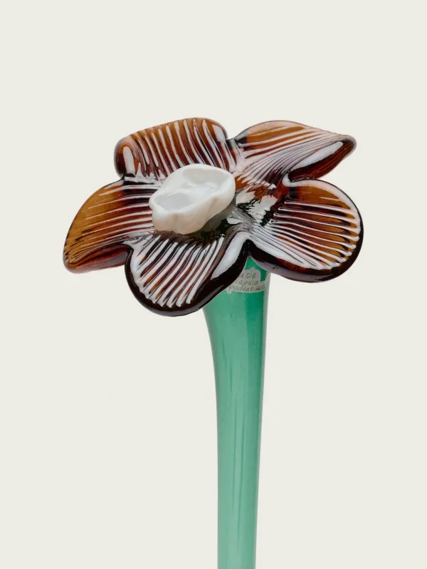 MOUTHBLOWN CRYSTAL FLOWER BROWN