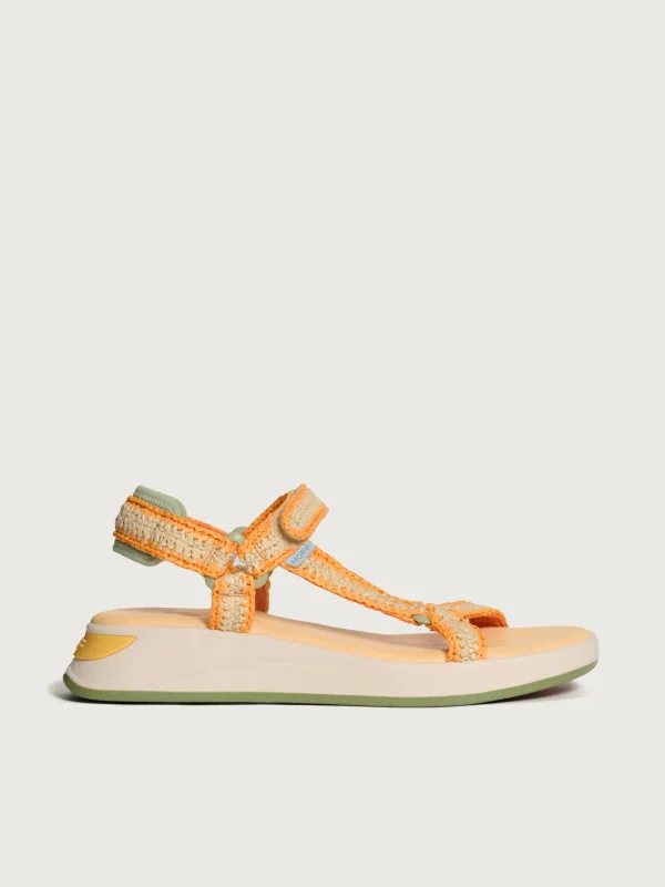 SANDALIA ISLAND RAFIA NARANJA