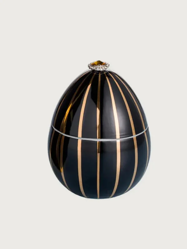 VELA HUEVO NEGRO RAYA ORO