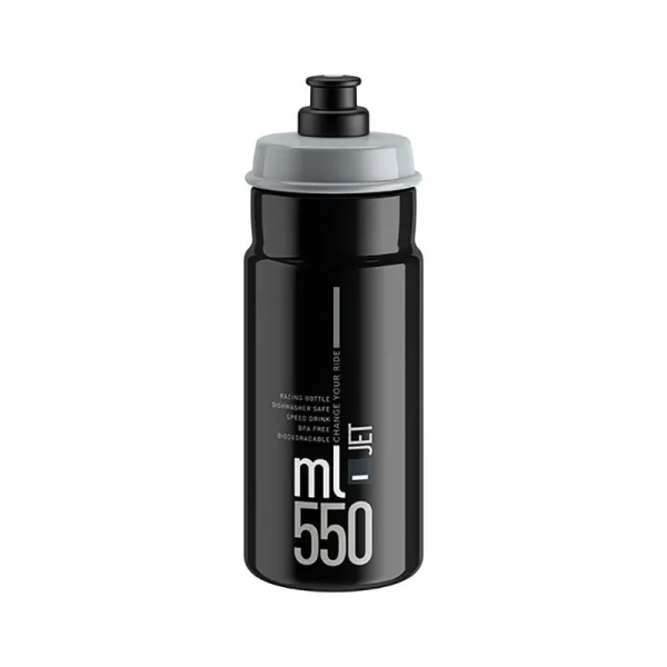 BIDON ELITE JET NEGRO LOGO GRIS 550 ml