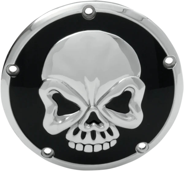 Tapa Derby para Big Twin 99-18 negra calavera cromada 3D