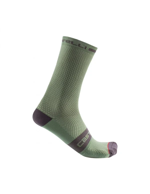 Calcetín Castelli Superleggera caña 18cm verde defender