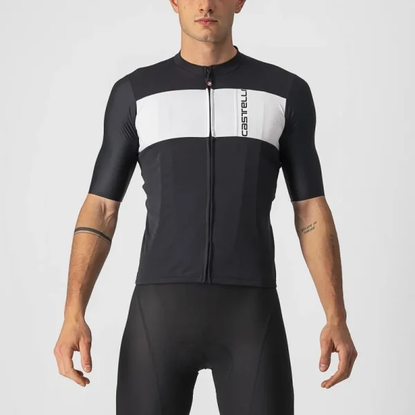 Maillot Castelli Prologo manga corta hombre negro y blanco